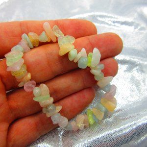 Aquamarine & Morganite Chips 7" Stretchy Gemstone Bracelet